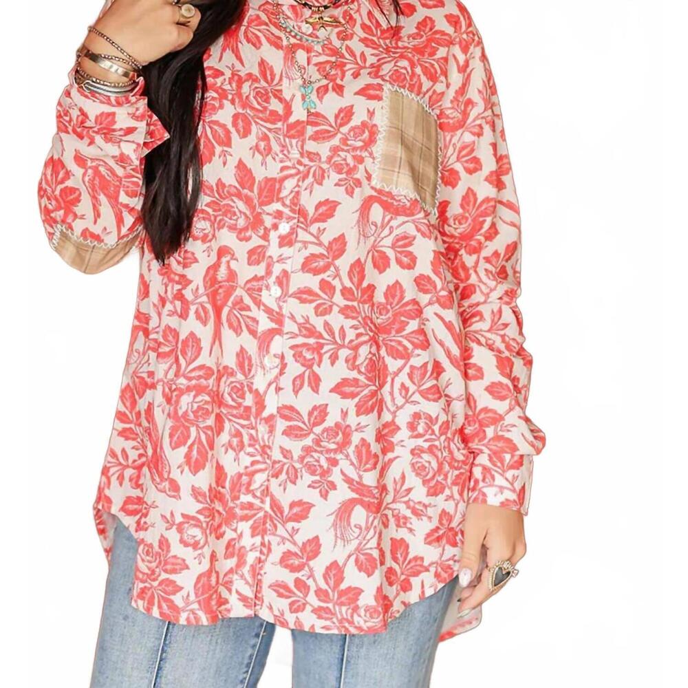NEW LAYERZ CLOTHING karen button down top in red